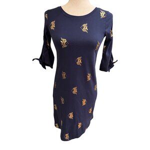 Lilly Pulitzer Preston Gold Fish tie sleeve pins Pima cotton dress XXS